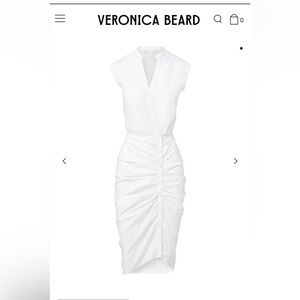NWT Veronica Beard Asymmetric Ruched Shirt Dress New Size 0